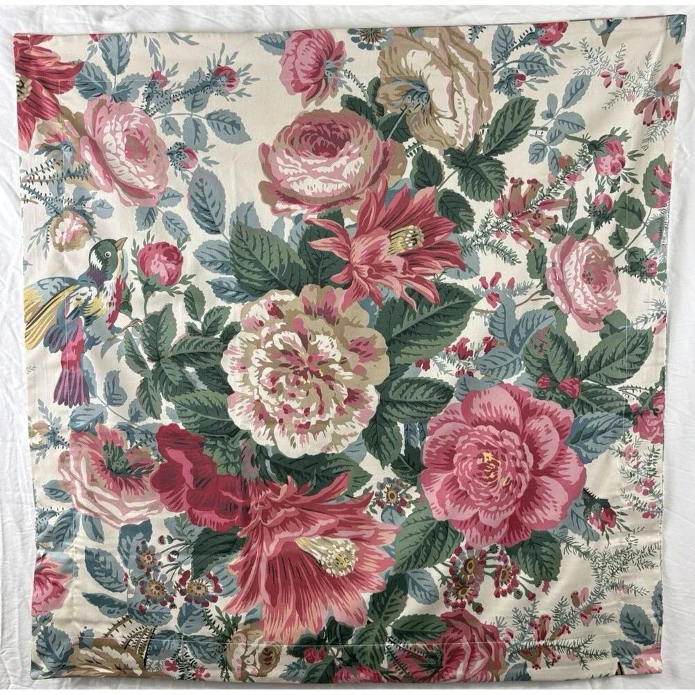 2 Pottery Barn Euro Shams Bird Floral Cottage Roses Jacobean Organic Cotton NWOT